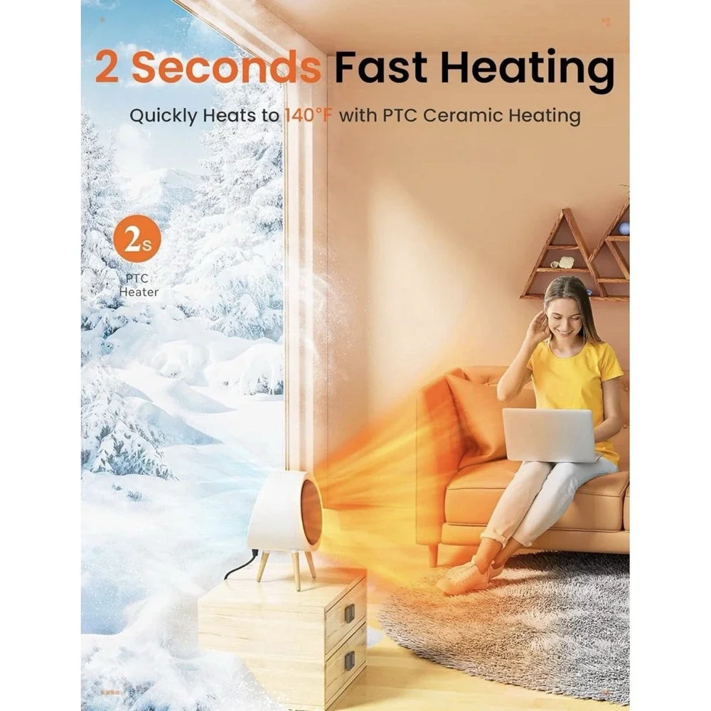 Gaiatop Portable Space Heater for Indoor Use, 1000W/600W Small Electric Desk Hea